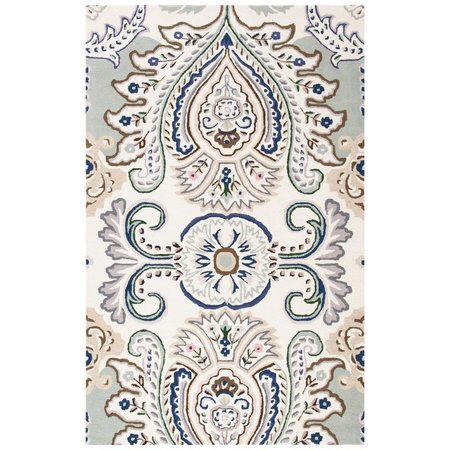 SAFAVIEH 5 x 8 ft. Bella Rectanglar Wool Hand Tufted Rug Ivory & Blue BEL118M-5